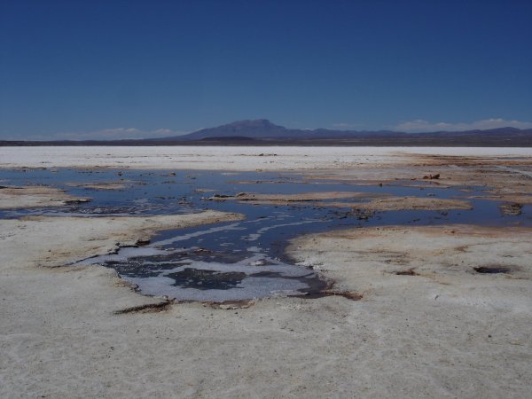 Takhle nějak to vzniká - malá bublající louže a je z toho solná pláň.